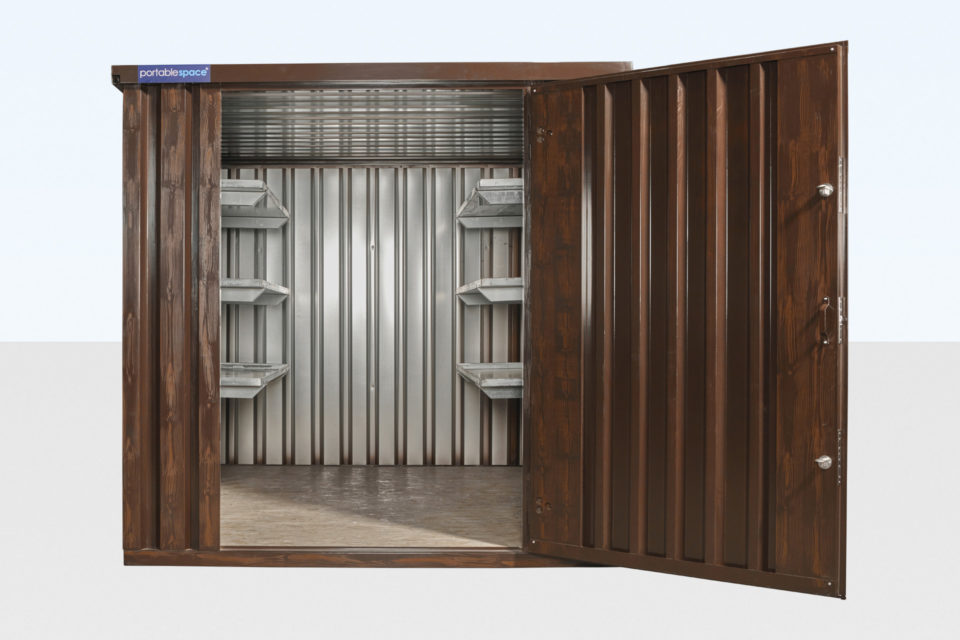 WOOD-EFFECT FLAT PACKED STORAGE CONTAINER 2M X 2.1M 1 WOOD-EFFECT FLAT PACKED STORAGE CONTAINER 2M X 2.1M
